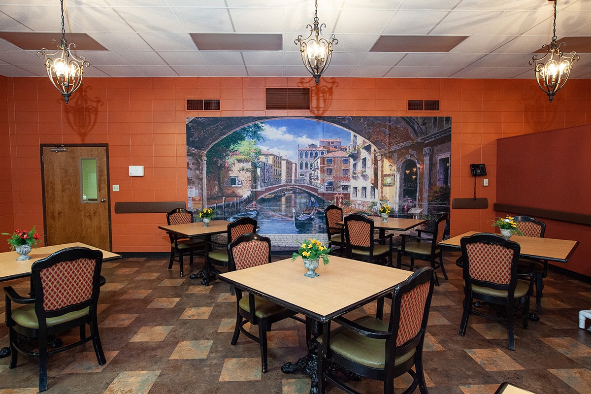The dining room at Haywood Post Acute
