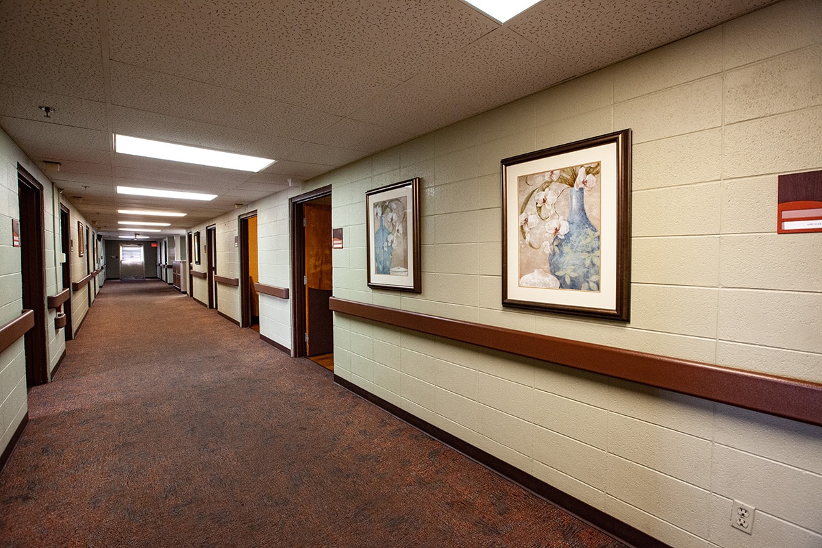 The hallway at Haywood Post Acute