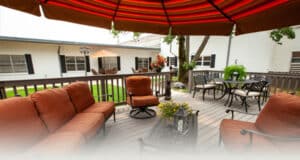 Outdoor seating area at Haywood